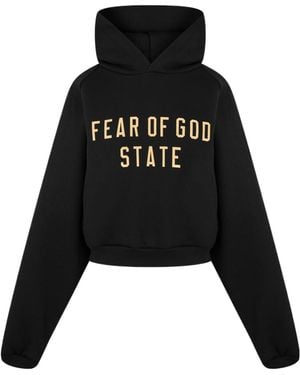 Fear Of God Logo Hooded Sweatshirt - Black