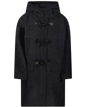 Ganni Long-Sleeved Hooded Coat - Black