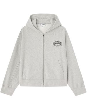 Ganni Essential Zip Hoodie - White