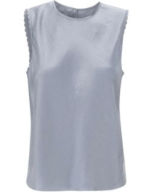 Vince Scallop-Trim Sleeveless Top - Blue