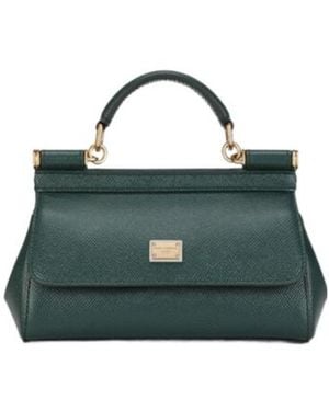 Dolce & Gabbana Logo Plaque Small Sicily Handbag - Green