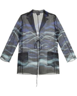 Giorgio Armani All-Over Printed Single-Breasted Jacket - Blue