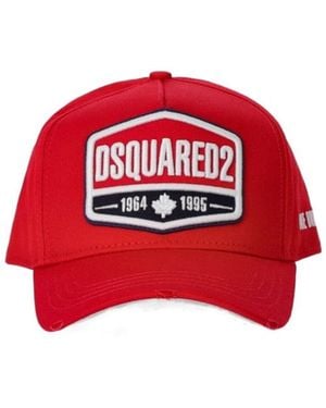 DSquared² Logo-Patch Cotton Cap - Red