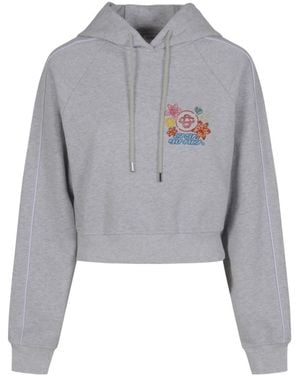 CASABLANCA Embroidered Cropped Hooded Sweatshirt - Gray