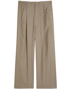 Victoria Beckham Wide-Leg Wool Pants - Natural