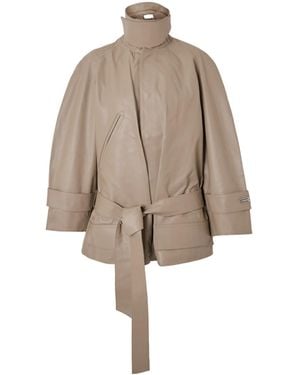 Victoria Beckham Lace-Up Leather Jacket - Natural