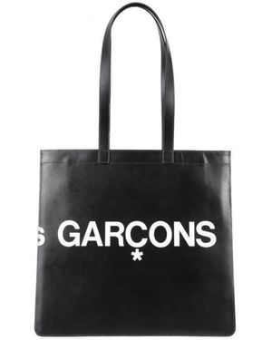 Comme des Garçons Logo-Print Leather Tote Bag - Black
