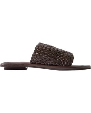 St. Agni Woven Leather Slippers - Brown