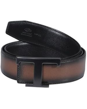 Tod's Reversible Logo Plaque Buckle Belt - Black