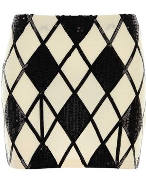 Blumarine Geometric Embroidered Mini Skirt - Black