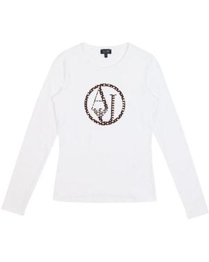 Armani Jeans T-Shirt With Round Neck And Long Sleeves - White