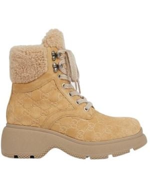 Gucci Lace-Up Ankle Boot - Natural