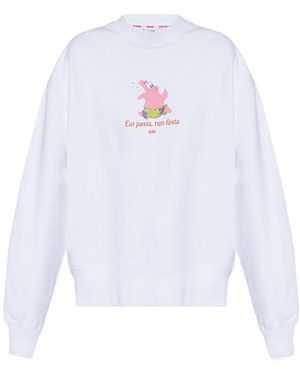 Gcds Graphic-Print Cotton Sweatshirt - White