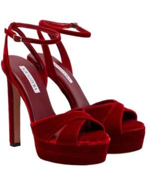 Aquazzura Versatile Velvet High-Heel Sandals - Red