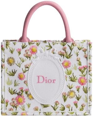Dior Small Book Tote With Strap - White