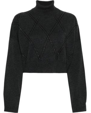 Brunello Cucinelli Monili-Embellished Cropped Top - Black