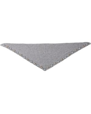Prada Embroidered Cashmere Triangle Scarf - White