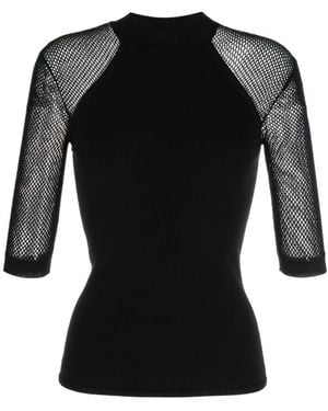Stella McCartney Mesh Stitching Knitted Blouse - Black