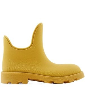 Burberry Round-Toe Slip-On Ankle Rainboots - Yellow