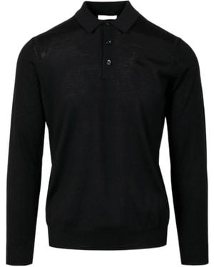 Paolo Pecora Long-Sleeve Wool Polo Shirt - Black