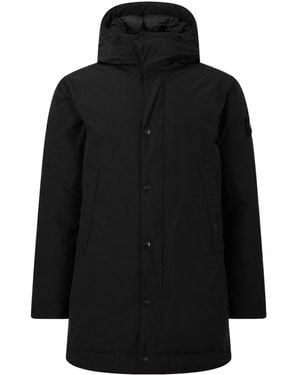 Stone Island Midlength Hooded Coat - Black