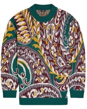 Etro Patterned Wool-Blend Sweater - Gray