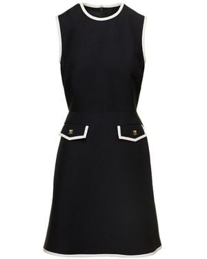 Valentino Stud Detailed Crewneck Sleeveless Dress - Black