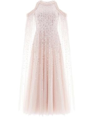 Needle & Thread Sequined Cape Sleeve Gown - Pink
