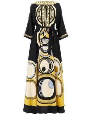 La DoubleJ Printed Silk Muumuu Long Dress - Multicolor