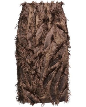 Brunello Cucinelli Satin Midi Skirt - Brown