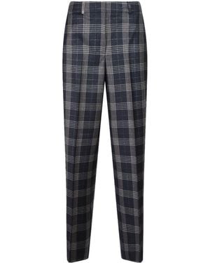 Peserico Checked Pleated Trousers - Grey