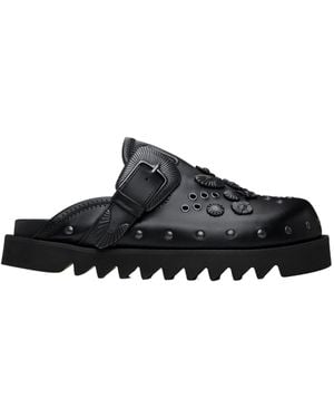 Toga Virilis Round Toe Flat Mules - Black