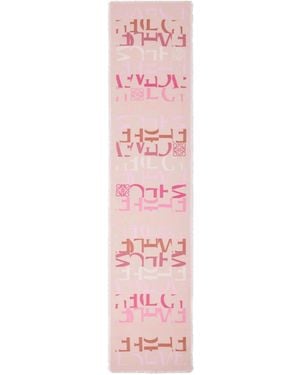 Loewe Logo-Pattern Frayed Edge Scarf - Pink