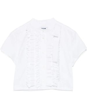 MSGM Cropped Ruffled Shirt - White