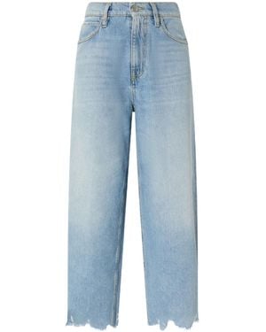Pinko Estelle Egg Fringed Hem Detailed Wide-Leg Jeans - Blue
