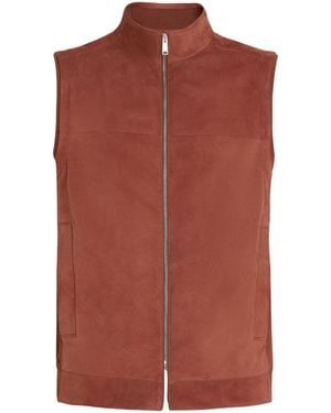 ZEGNA Zip-Up Leather Vest - Red