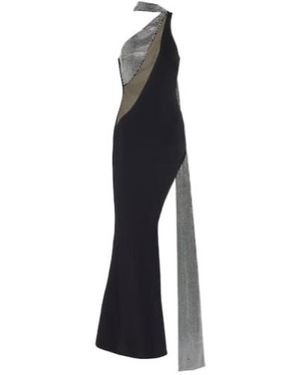 David Koma Crystal-Embellished Scarf Gown - Black