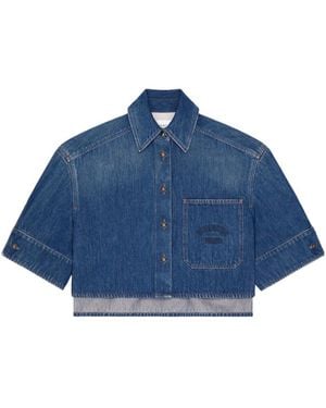 Givenchy Cropped Cocoon Denim Shirt - Blue