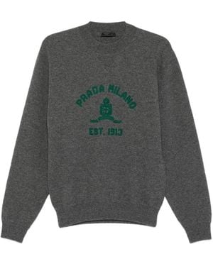 Prada Crew Neck Long Sleeve Sweater - Gray
