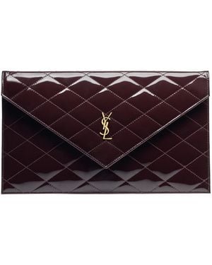 Saint Laurent Flap Clutch - Purple
