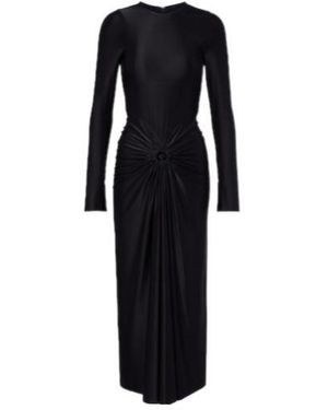 Victoria Beckham Frances Gathered Jersey Midi Dress - Black