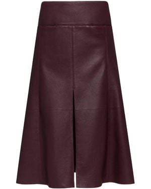 Alaïa Leather Slit Skirt - Purple
