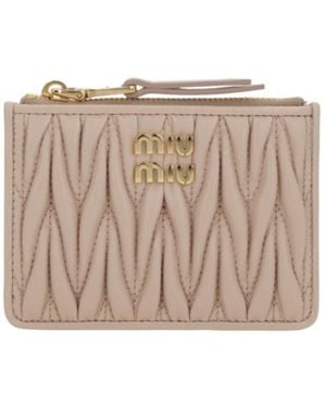 Miu Miu Matelassé Leather Wallet - Natural