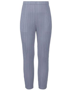 Pleats Please Issey Miyake Plissé-Effect Elasticated-Waist Pants - Blue