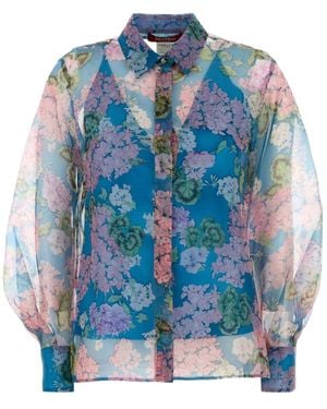 Max Mara Printed Organza Shirt - Blue