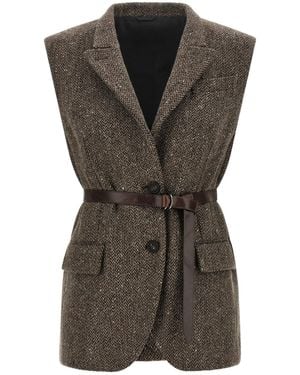 Brunello Cucinelli Collarless Sleeveless Vest - Multicolour
