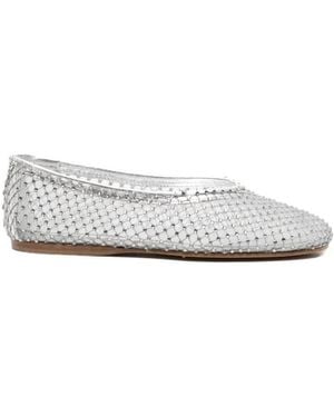 forte_forte Crystal-Mesh Ballet Flats - White