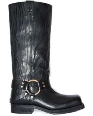 Acne Studios Square-Toe Buckle Boots - Black