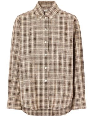 Rohe Oxford Checked Cotton-Bouclé Shirt - Natural