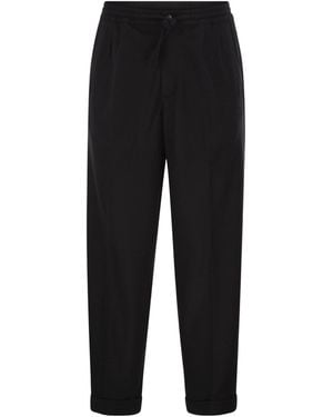 Fedeli Harvard Pleated Drawstring Pants - Black